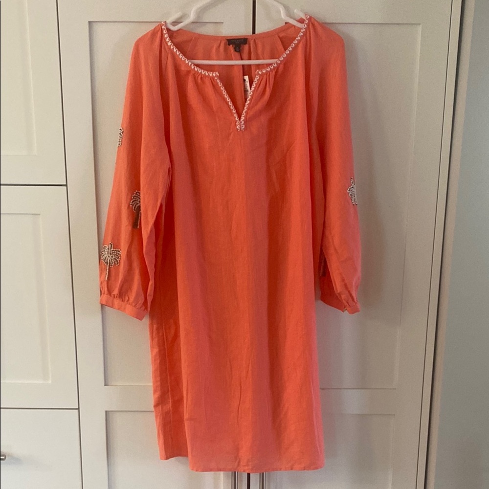 Talbots Linen/Cotton Dress with Decorative Beading